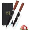 ChefHoablorn Set di blocchi coltelli Universal Round Knife Set di coltelli da cucina 2 pezzi in acciaio inossidabile ad alto tenore di carbonio con lama ultra affilata