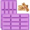 YXHZVON 2 PCS Stampi Per Barrette, Stampo Rettangolari Silicone 12 Cavità, Stampi in Silicone Barrette Cereali Per Cioccolato, Pane, Muffin, Pane Di Mais, Cheesecake E Sapone (Viola)