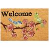 Relaxdays Zerbino Ingresso Casa, 60x40 cm, Tappetino "Welcome" e Uccellini, Antiscivolo, Interni e Esterni, Naturale