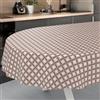 ANRO Tovaglia in tela cerata, lavabile, da giardino, per interni ed esterni, ovale, 220 x 140 cm, bordo tagliato, a quadri, beige