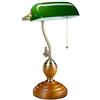 Relaxdays Lampada Ministeriale con Catena, Paralume in Vetro Inclinabile, Base in Legno, Vintage, E27, Scrivania, Verde