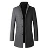 bestgift Autunno e inverno tweed cappotto da uomo giacca sottile da uomo a sezione lunga vestito colletto trench coat uomo, Grigio scuro, L