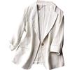 GIBZ Blazer da Donna Lino Elegante Casual con Un Bottone Manica 3/4 Cappotto Primavera, Beige, XL