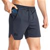 BROKIG Pantaloncini Uomo Inzip Corsa Leggeri, Shorts Sportivi Fitness Running con Tasca a Zip(Grigio Scuro,XXL)