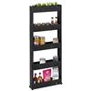 Relaxdays Mobile Salvaspazio, 5 Ripiani, Scaffale Stretto per Bagno & Cucina, Carrello Portaoggetti in Plastica, Nero