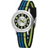 Atrium Orologio da polso per bambini, analogico, al quarzo, extra chiaro, con cinturino in nylon a righe, nero, azzurro, verde chiaro, A50-13, multicolore, Classico