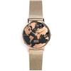 WearTravelers Orologio da polso Donna con Mappa del Mondo - Acciaio 326L (Waterproof - 3ATM) - Idea Regalo per Viaggiatrice - Modello GlobeTrotter (Oro Rosa)