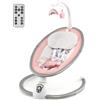 RELAX4LIFE Sdraietta Elettrica Neonati con 12 Melodie e Cuscino Riduttore, 5 Livelli di Dondolante (Velocità e Dondolante), Caricabatterie USB, Telecomando, Cinture di Sicurezza (ROSA)