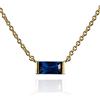 namana Delicata Collana Donna in Oro con Pietra Blu, Collana Blu in Oro con Ciondolo con Pietra Taglio Baguette, Semplice Collana Blu Zaffiro Placcato in Oro per Donna