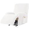 Highdi Copripoltrona Relax Reclinabile Completo 4-Pezzo Fodera per Poltrona Elasticizzato 1 Posto con Tasche, Coprisedile Poltrona Velluto Lavabile Antiscivolo Copripoltrona (bianco)