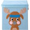 LIFENEY Scatola portaoggetti con coperchio e cervo, scatola giocattolo con motivo animale, adatta per scaffali cubi, scatola per la cameretta dei bambini, cestino portaoggetti per bambini