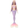 Barbie - Sirena, bambola con capelli rosa e lilla e cerchietto fantasia, corpetto ispirato alle conchiglie e coda color lavanda, giocattolo per bambini, 3+ anni, HRR06
