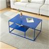 [en.casa] Tavolino Basso da Soggiorno 90 x 45 x 60 cm cm Tavolino Rettangolare in Accaio a 2 Piani di Appoggio Tavolino da caffè - Blu Scuro