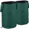 relaxdays Sacchi per Foglie Pop Up, Set da 2, per Fogliame e Rifiuti da Giardino, 120 l, Autoportanti, ∅: 44 cm, Verdi, Verde