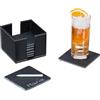 Relaxdays Sottobicchieri in Ardesia, Set da 8 Sottotazza Quadrati, 10x10 cm, sotto Calici con Box in Plastica, Antracite