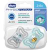 Chicco succhietto light azzurro silicone 2-6m 2 pezzi