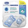 Chicco succhietto micro azzurro silicone 0-2m 2 pezzi