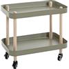 HAKU Tavolino su rotelle in legno massello naturale metallo verde canna Tavolino da salotto con rotelle - Dimensioni: L 50 x A 47 x P 30 cm Stile: Moderno