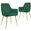 CangLong Set di 2 sedie da sala da pranzo Poltrona moderna con bracciolo per cucina, sala da pranzo e soggiorno, sedia da cucina con gambe in velluto oro, verde