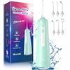 DADA-TECH Idropulsore Dentale Portatile, Water Flosser Irrigatore Dentale Professionale con 4 Modalità & 8 Livelli Regolabili 7 Ugelli e Serbatoio da 300ML Idrogetto Orale per Pulizia Denti (Verde)