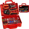 PEBA Set Pinza Crimpatrice Capicorda 1435 Pezzi, Esagonale 0,08-10 mm² (AWG 28-7), 24 Misure DIN 46228 (Isolati e Non Isolati), con Spellafili Automatico, Kit Professionale per Elettricisti