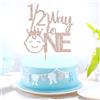 AIBAOBAO Decorazione per Torta 1/2 Way to One, Decorazione per Feste di Compleanno per Bambini, Decorazione per Torte Glitterata da 6 Mesi, Perfetto per Baby Shower, Dessert, Gelati, Cupcakes