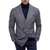 pvucpot Uomo Doppiopetto a Spina di Pesce Uomini Suit Tweed Giacca di Smart Wedding Blazer