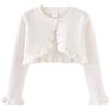 Yimutian Cardigan Bambina Elegante Cotone Bolero Coprispalle Ragazza Manica Lunga Girocollo Abito Coprire Vestito Bianco 92