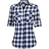 UNibelle Tunica da Donna Camicetta a Quadretti Scollo a V Camicia di Flanella 3/4 Braccia Camicie Classiche Top Estate Tradizionale Camicetta Blu Scuro S