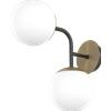 TopLight CLEAR APPLIQUE 2 LUCI ATTACCO E27 IN VETRO BIANCO SOFFIATO MONTATURA NERA DETTAGLI OTTONE