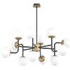 TopLight CLEAR LAMPADARIO 12 LUCI ATTACCO E27 IN VETRO BIANCO SOFFIATO MONTATURA NERA DETTAGLI OTTONE