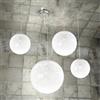TopLight GLITTER SOSPENSIONE SPOSTABILE 4 LUCI 3 ATTACCO E27 + 1 ATTACCO E14 IN VETRO EFFETTO BRILLANTE D20+25+30+40 CM