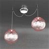 TopLight MOON SOSPENSIONE 2 LUCI ATTACCO E27 D30 CM VETRO TRASPARENTE E ROSSO SPOSTABILE