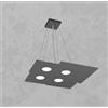 TopLight PLATE SOSPENSIONE 4 LUCI QUADRA GRIGIO ANTRACITE 1129-S4-GA