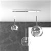 TopLight SOSP. CROMO RETTANGOLARE 3 LUCI VETRI (GRANDE CR + MEDIO TR + PICCOLO CR) 1155CR-S3 RMIX-TC