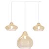 TopLight SOSPENSIONE BIANCO 3 LUCI RETTANGOLARE VETRI (2 X PICCOLO + 1 X GRANDE) TUTTI AMBRA 1191BI-S3 RMIX-AM