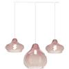TopLight SOSPENSIONE BIANCO 3 LUCI RETTANGOLARE VETRI (2 X PICCOLO + 1 X GRANDE) TUTTI RUBINO 1191BI-S3 RMIX-RU