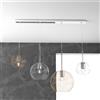 TopLight SOSP. CROMO RETTANGOLARE 4 LUCI VETRI (1 GRANDE AM+1 MEDIO TR +2 PICCOLO(1X TR+1X AM) 1155CR-S4 RMIX-TA