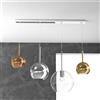 TopLight SOSP. CROMO RETTANGOLARE 4 LUCI VETRI (1 GRANDE TR+1 MEDIO CR+2 PICCOLO(1 X OR + 1 X RA) 1155CR-S4 RMIX-MC