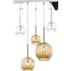 TopLight SOSP. CROMO RETTANGOLARE 5 LUCI VETRI (1 GRANDE AM+1 MEDIO AM+3 PICCOLO (1X AM+2X TR)) 1155CR-S5 RMIX-TA