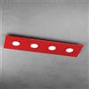 TopLight PATH PLAFONIERA 4 LUCI RETTANGOLARE ROSSO 1141-PL4 R-RO