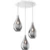 TopLight SOSP. BIANCO 3 LUCI TONDA VETRI PICCOLI FUME' 1193BI-S3 TP-FU