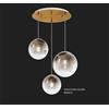 TopLight SOSP. BIANCO 3 LUCI TONDO VETRI (2 PICCOLI +1 MEDIO) TUTTI BRONZO 1194BI-S3 TPM-BR