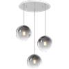 TopLight SOSP. BIANCO 3 LUCI TONDO VETRI PICCOLI FUME' 1194BI-S3 TP-FU