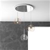 TopLight SOSP. CROMO TONDA 3 LUCI VETRI TUTTI PICCOLO (1 X TRASPARENTE + 2 X AMBRA) 1155CR-S3 TP-TA