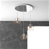 TopLight SOSP. CROMO TONDA 3 LUCI VETRI TUTTI PICCOLO AMBRA 1155CR-S3 TP-AM