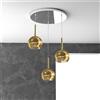 TopLight SOSP. CROMO TONDA 3 LUCI VETRI TUTTI PICCOLO ORO 1155CR-S3 TP-OR