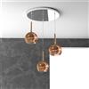 TopLight SOSP. CROMO TONDA 3 LUCI VETRI TUTTI PICCOLO RAME 1155CR-S3 TP-RA