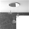 TopLight SOSP. CROMO TONDA 3 LUCI VETRI TUTTI PICCOLO TRASPARENTE 1155CR-S3 TP-TR