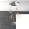 TopLight SOSP. CROMO TONDA 5 LUCI VETRI (1 GRANDE AM+1 MEDIO AM+3 PICCOLO (1X AM+2X TR)) 1155CR-S5 TMIX-TA